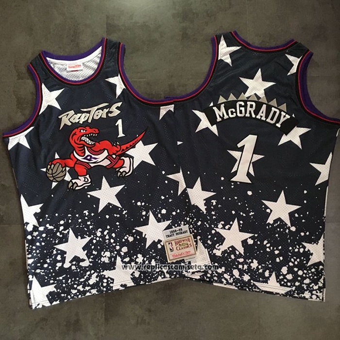 Camiseta Toronto Raptors Tracy McGrady #1 Independence Day Mitchell & Ness Negro